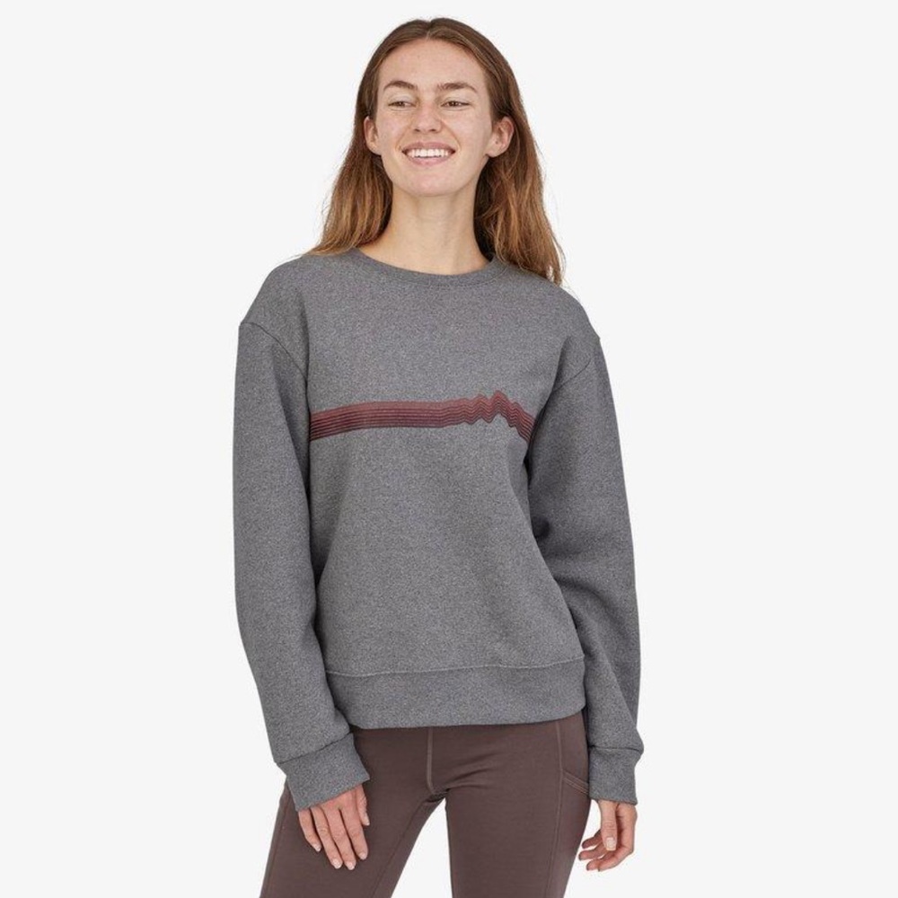 Patagonia Ridge Rise Stripe Uprisal Sweatshirt in Gravel Heathe, Size M
